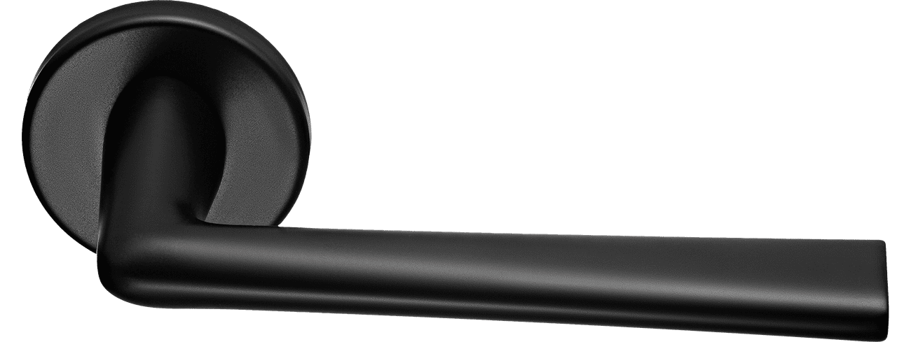 Ручка дверная THE FORCE R5 NERO-ST на круглой розетке, цвет - черный soft-touch фото купить Казань