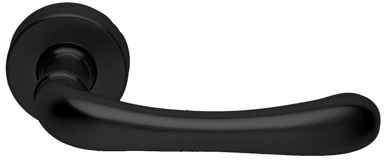 Ручка дверная RING R3-E NERO раздельная на круглой розетке, цвет - черный фото купить Казань