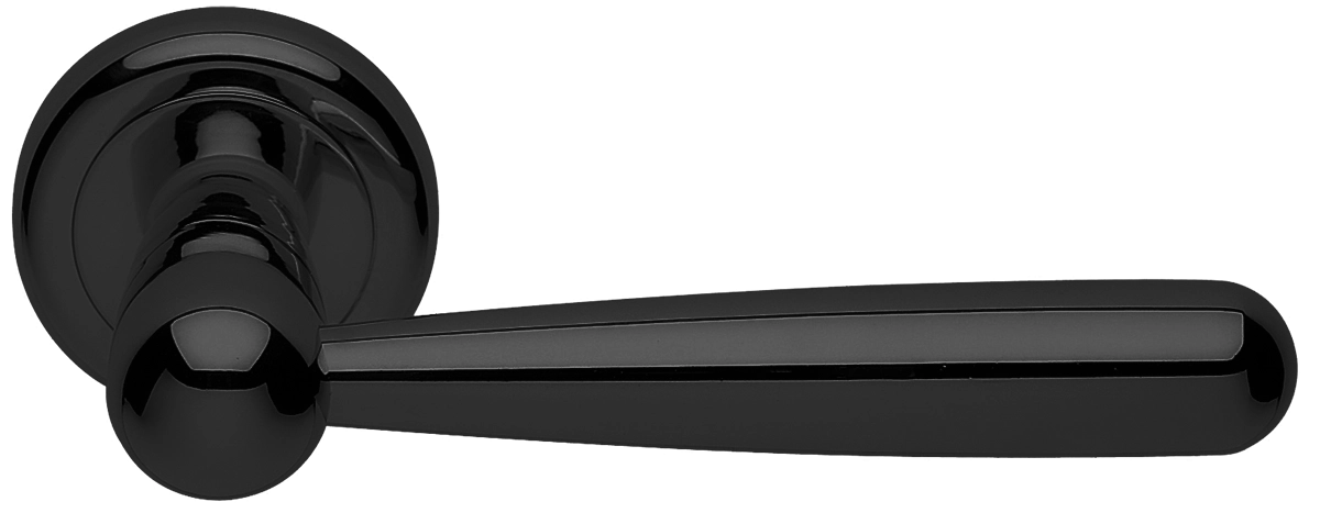 Ручка дверная PINOKKIO R4 NERO раздельная на круглой розетке, цвет - черный фото купить Казань