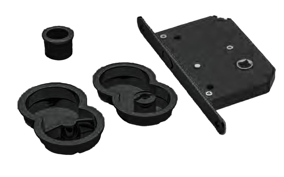 Ручки для раздвижных дверей INFINITY ART.85/B NERO с замком и заверткой, цвет - черный фото купить Казань