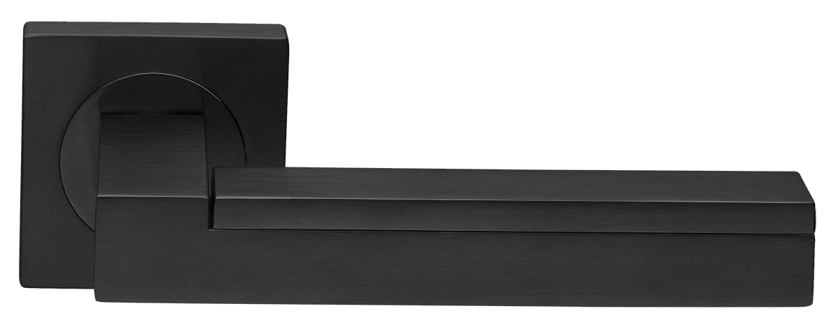 Ручка дверная ISLAND S2 NERO раздельная на квадратной розетке, цвет черный, латунь фото купить в Казани