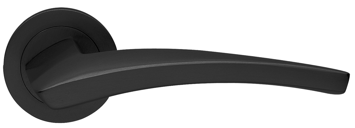 Ручка дверная WIND R2 NERO раздельная на круглой розетке, цвет черный, латунь фото купить в Казани