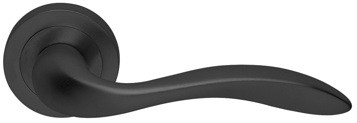 Ручка дверная LEON R2 NERO раздельная на круглой розетке, цвет - черный фото купить в Казани
