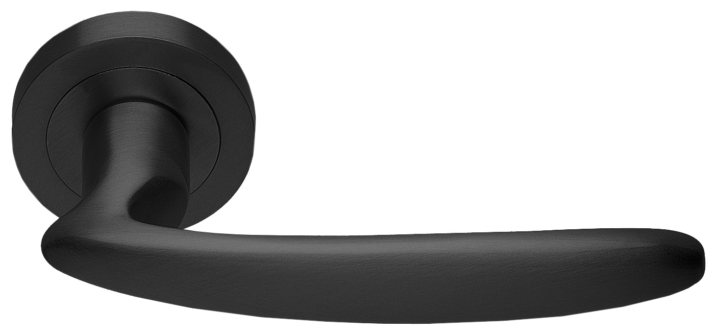 Ручка дверная FLAMINGO R2 NERO раздельная на круглой розетке, цвет черный, латунь фото купить в Казани