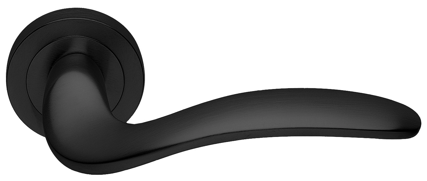 Ручка дверная COBRA R2 NERO раздельная на круглой розетке, цвет - черный фото купить в Казани