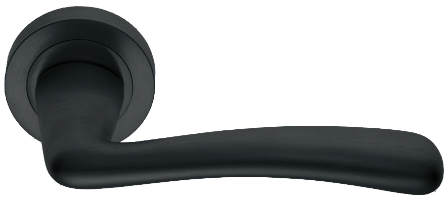 Ручка дверная COCKATOO R2 NERO раздельная на круглой розетке, цвет - черный фото купить в Казани