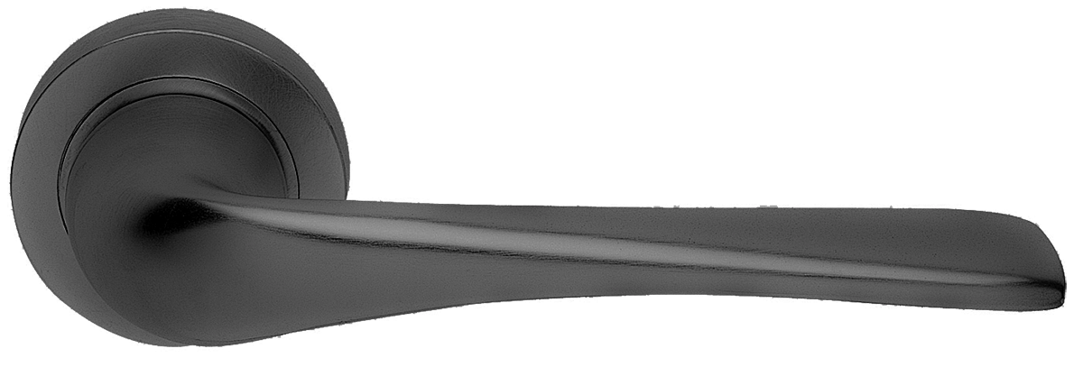 Ручка дверная LE MANS R2 NERO раздельная на круглой розетке, цвет - черный фото купить в Казани