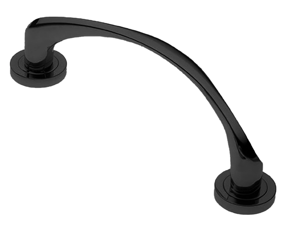 Ручка-скоба дверная COBRA PH NERO на круглой розетке, цвет черный, латунь фото купить в Казани