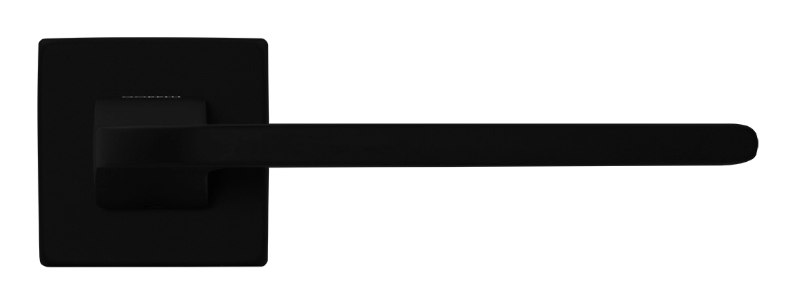 Ручка дверная SPUTNIK S5 NERO-ST на квадратной розетке, цвет черный soft-touch, ЦАМ фото фурнитура Казань