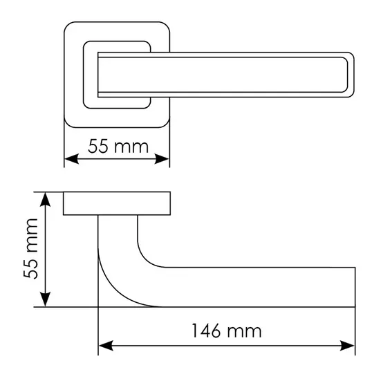 Комплект дверных ручек MH-46 SC/W-S55 + завертка сантехническая MH-WC-S55 SC/CP + защёлка бесшумная 1895P SC + петли врезные универсальные MSN 100X70X2.5-4BB SC (2шт), цвет хром фото купить в Казани