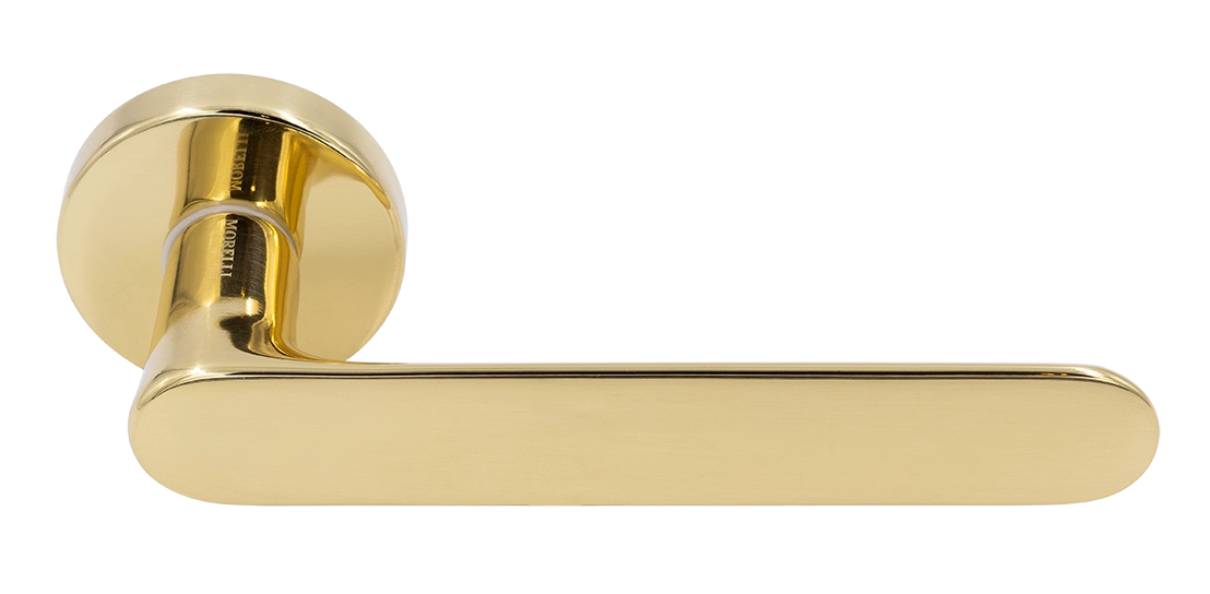Ручка дверная LE BOAT R5 OTL раздельная на круглой розетке, цвет золото, латунь фото купить Казань