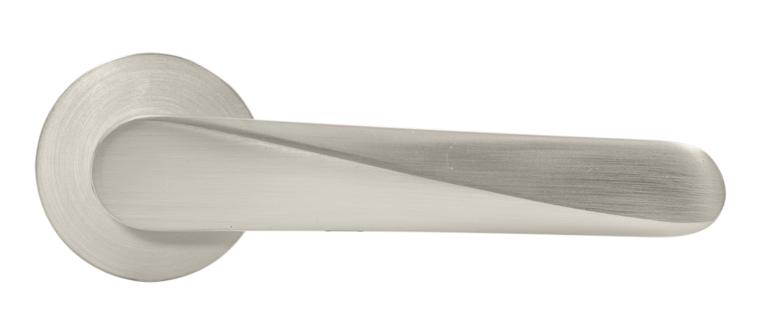 Ручка дверная CAYAN MH-58-R6 MSN раздельная на круглой розетке 6 мм, цвет матовый сатинированный никель, ЦАМ фото купить в Казани