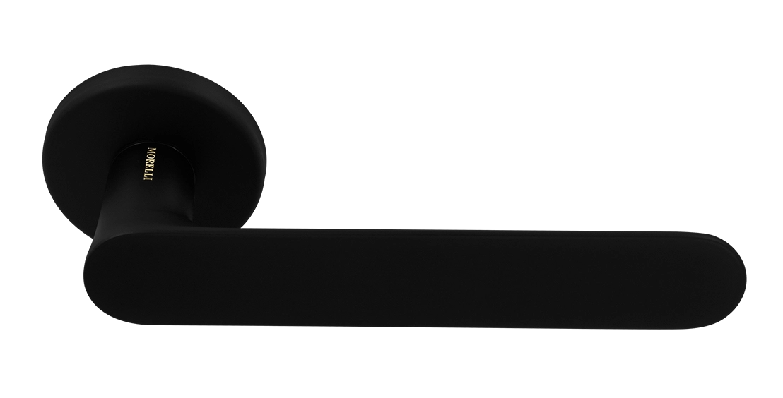 Ручка дверная LE BOAT R5 NERO-ST раздельная на круглой розетке, цвет черный soft-touch, латунь фото купить Казань