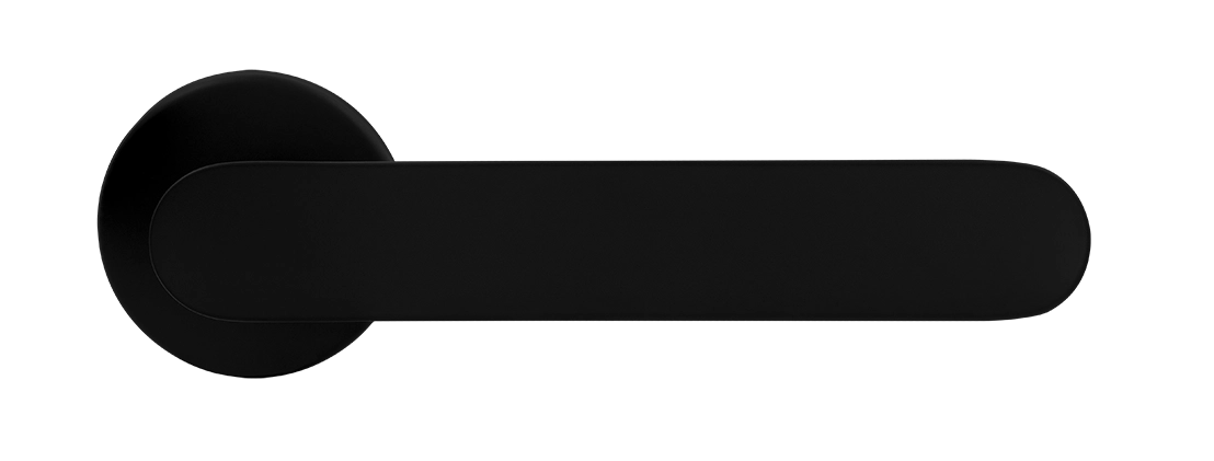 Ручка дверная LE BOAT R5 NERO-ST раздельная на круглой розетке, цвет черный soft-touch, латунь фото купить в Казани