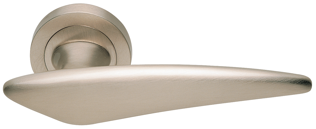 Ручка дверная BOLID R2 NIS раздельная на круглой розетке, цвет матовый никель, латунь фото купить Казань