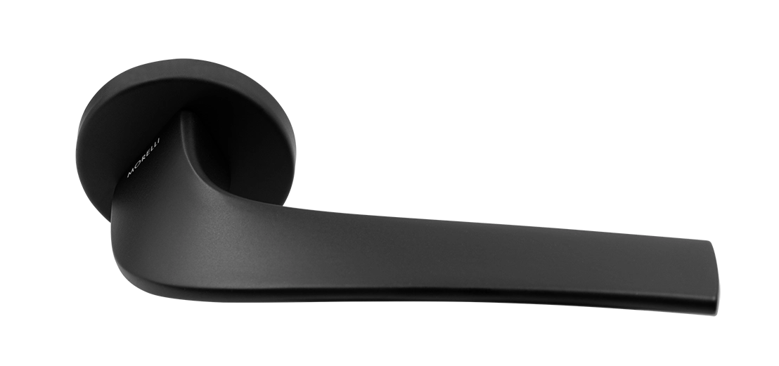 Ручка дверная COMETA R5 NERO-ST на круглой розетке цвет черный soft-touch