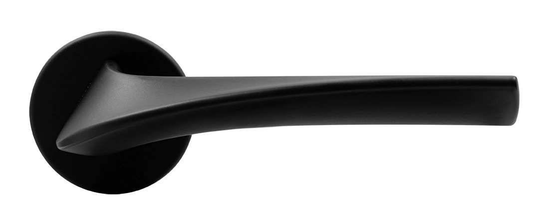 Ручка дверная COMETA R5 NERO-ST на круглой розетке цвет черный soft-touch, ЦАМ фото купить в Казани
