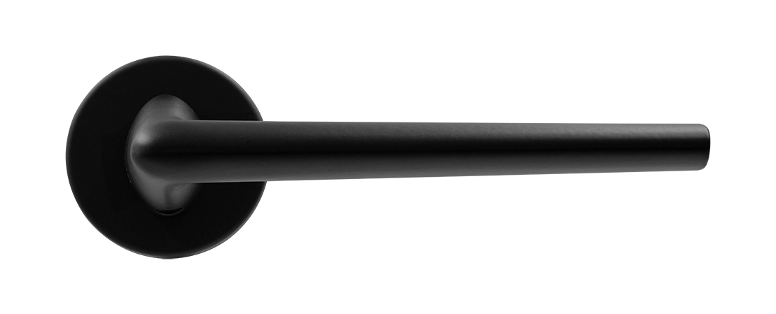 Ручка дверная THE FORCE R5 NERO-ST на круглой розетке, цвет черный soft-touch, ЦАМ фото купить в Казани