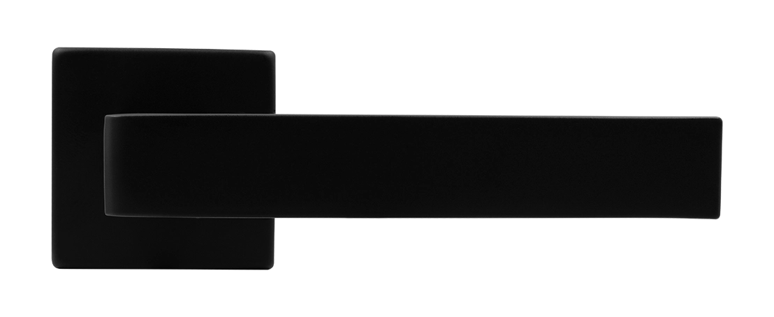 Ручка дверная HORIZONT S5 NERO-ST на квадратной розетке, цвет черный soft-touch, ЦАМ фото купить в Казани