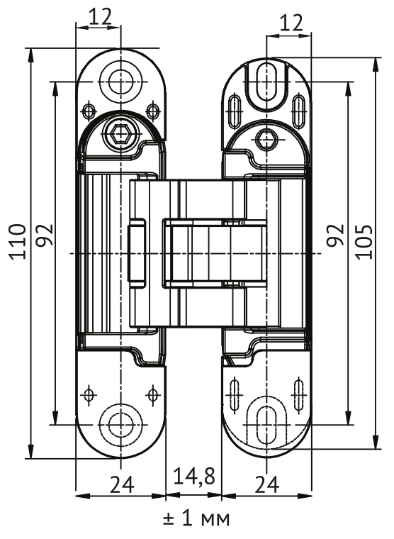 Петля скрытая HH-28 SC врезная с 3D-регулировкой вес полотна до 40 кг, цвет матовый хром фото купить в Казани