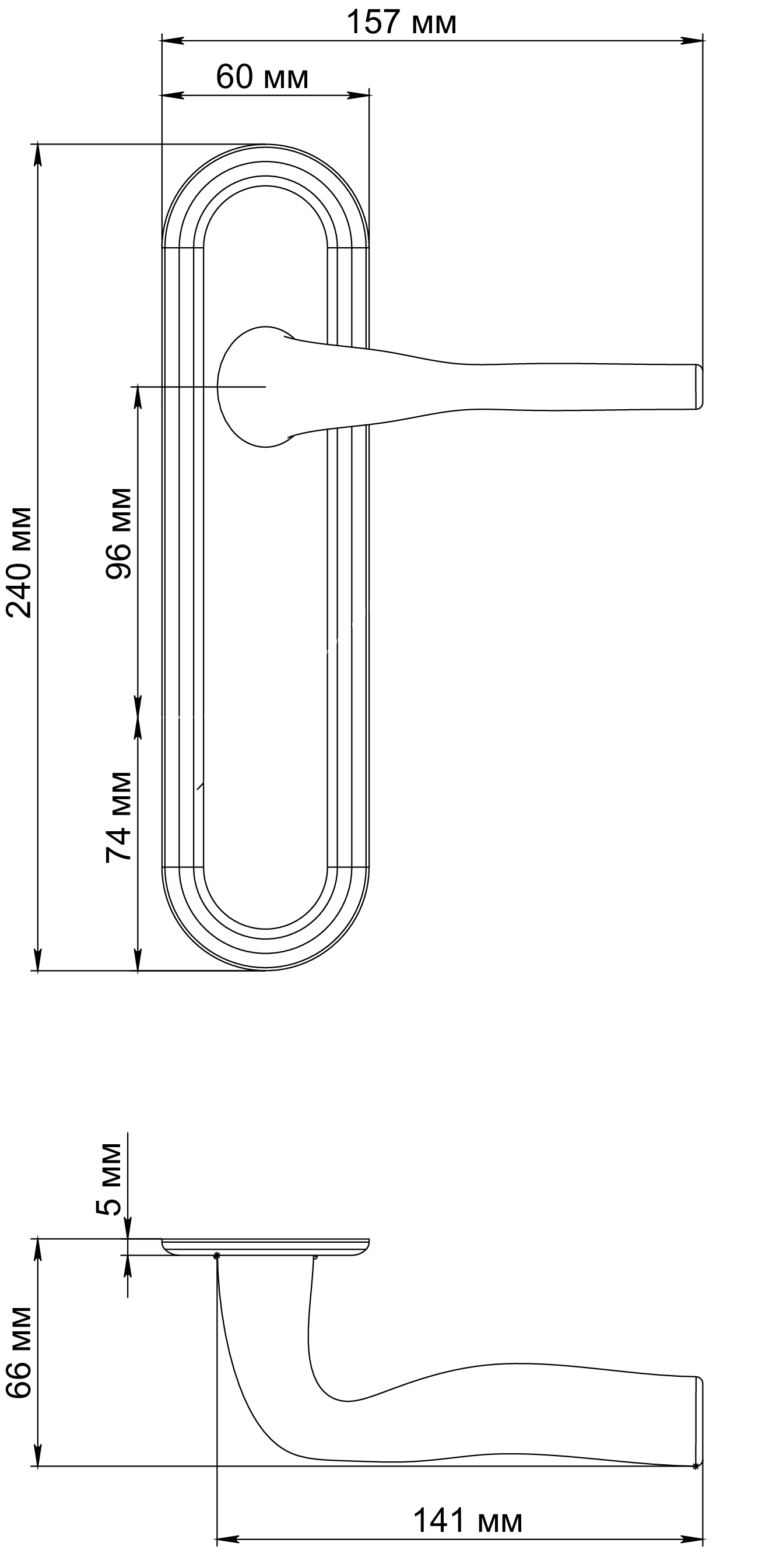 Ручка дверная LVB PLR SST на планке, цвет Летняя гроза/Summer Storm фото фурнитура Казань