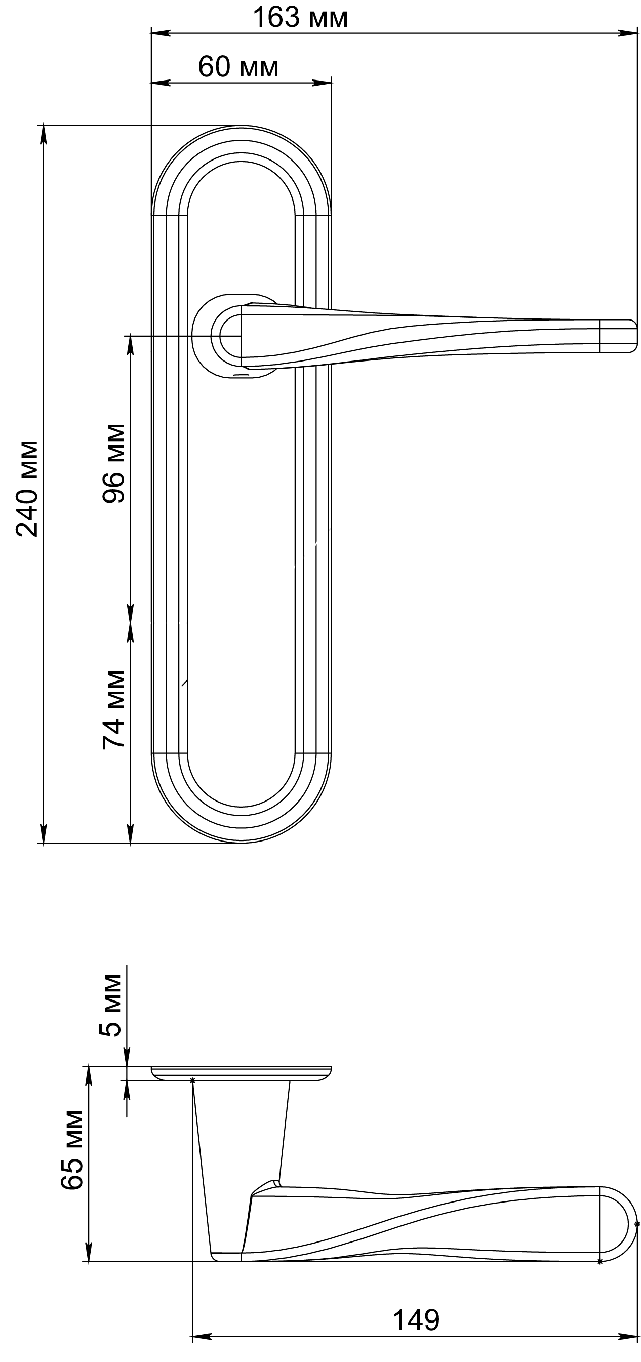 Ручка дверная THE OLYMPICS PLR SST на планке, цвет Летняя гроза/Summer Storm фото фурнитура Казань