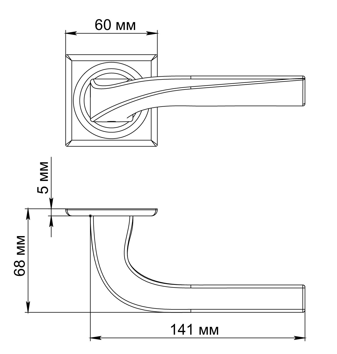 Ручка дверная WD CONCERT HALL S7 WF на квадратной розетке, цвет Зимняя стужа/Winter Frost фото фурнитура Казань