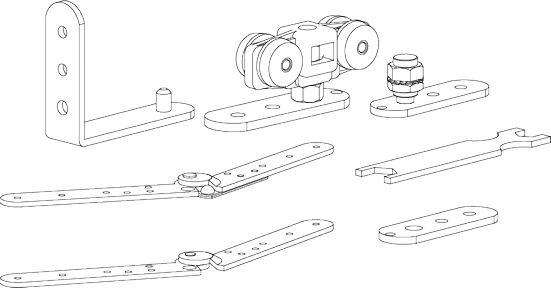 SLIDING SET 1133-1137, комплект роликов для двери "книжка", до 30кг фото купить в Казани