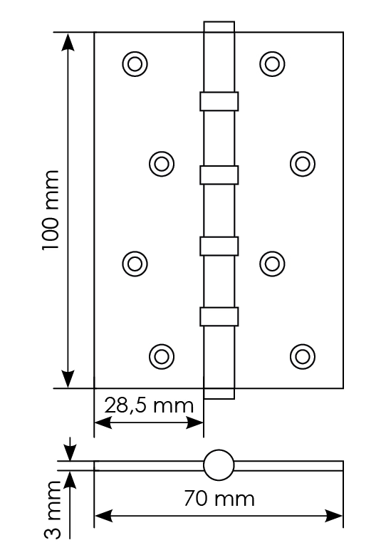 Петля карточная универсальная MBU 100X70X3-4BB COF латунь,врезная,цвет кофе фото купить в Казани