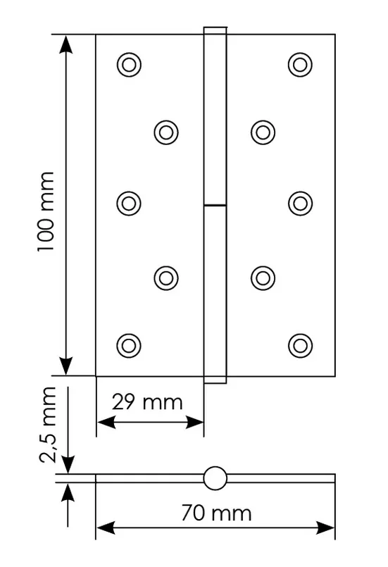 Петля универсальная разъемная MSD 100X70X2.5 AB L стальная левая, врезная, цвет бронза фото купить в Казани