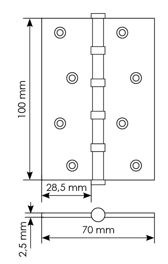 Петля универсальная карточная MS 100X70X2.5-4BB W стальная, врезная, цвет белый, сталь фото купить в Казани