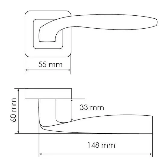 Ручка дверная SHELL MH-45 GR/CP-S55 раздельная на квадратной розетке, цвет графит/хром, ЦАМ Light фото купить в Казани