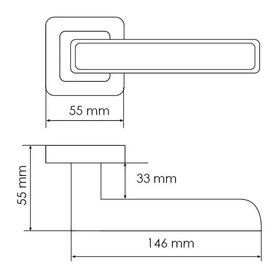 Ручка дверная FLEX MH-44 GR/CP-S55 раздельная на квадратном основании, цвет графит/хром, ЦАМ Light фото купить в Казани