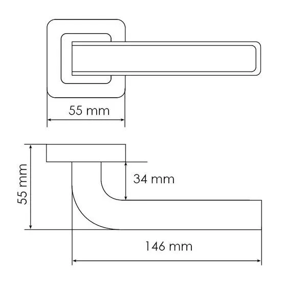 Ручка дверная EON MH-46 GR/CP-S55 раздельная на квадратной розетке, цвет графит/хром, ЦАМ Light фото фурнитура Казань