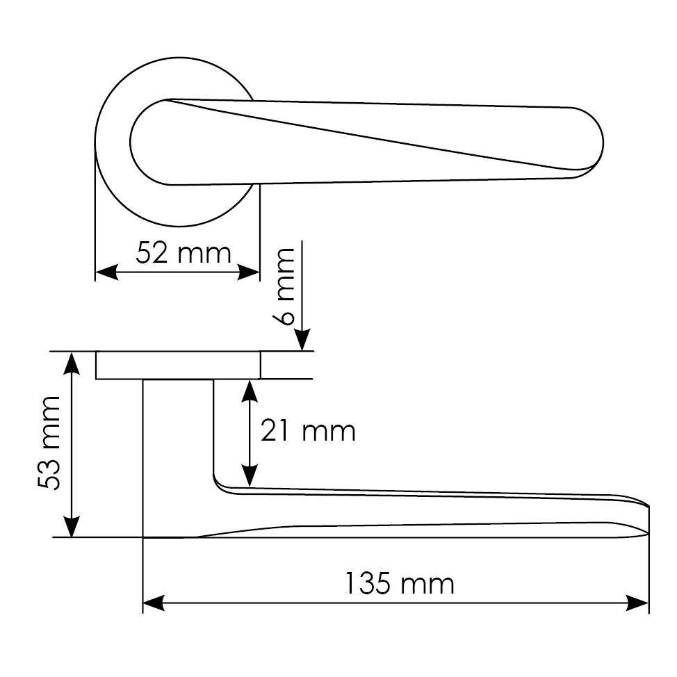 CAYAN - ручка дверная  на круглой розетке 6 мм, MH-58-R6 BL,  цвет - чёрный фото фурнитура Казань
