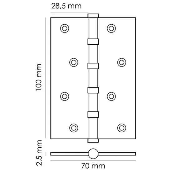 Петля карточная универсальная MS 100X70X2.5-4BB AB стальная, врезная, цвет бронза, сталь фото фурнитура Казань